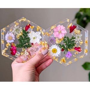 🌸✨ Customizable floral coasters!! ✨🌸